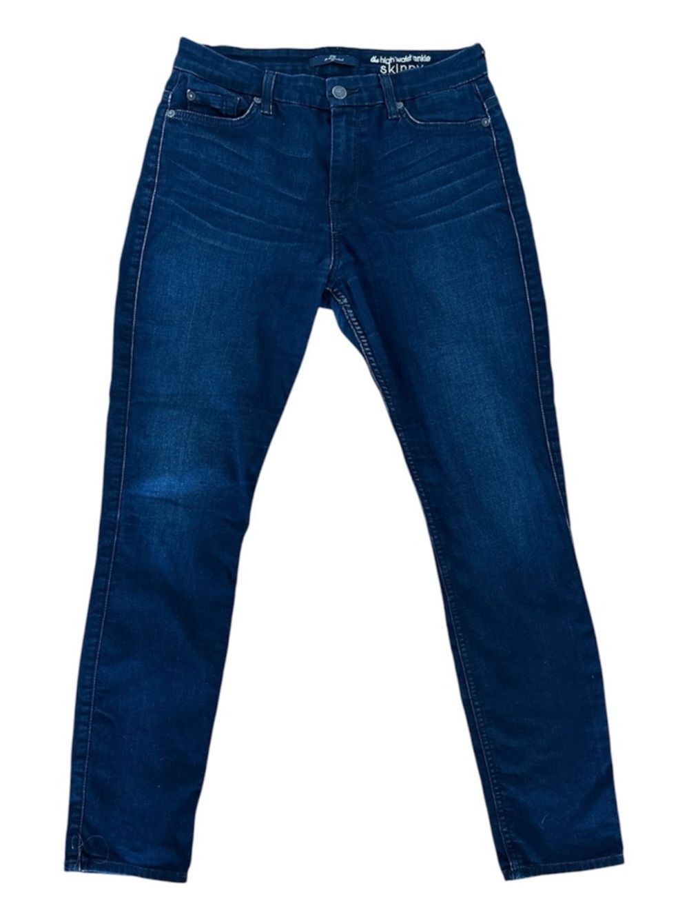 7 For All Mankind High Waist Ankle Skinny Jeans 29 Dark Wash Cropped Luxury
